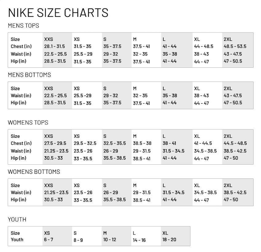 Nike Size Guide